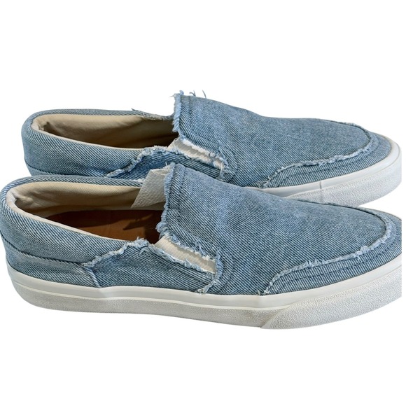 Lucky Brand Shoes - Lucky Brand Denim Slip On Sneakers Light Wash Frayed Distressed Shoes Women's 9M